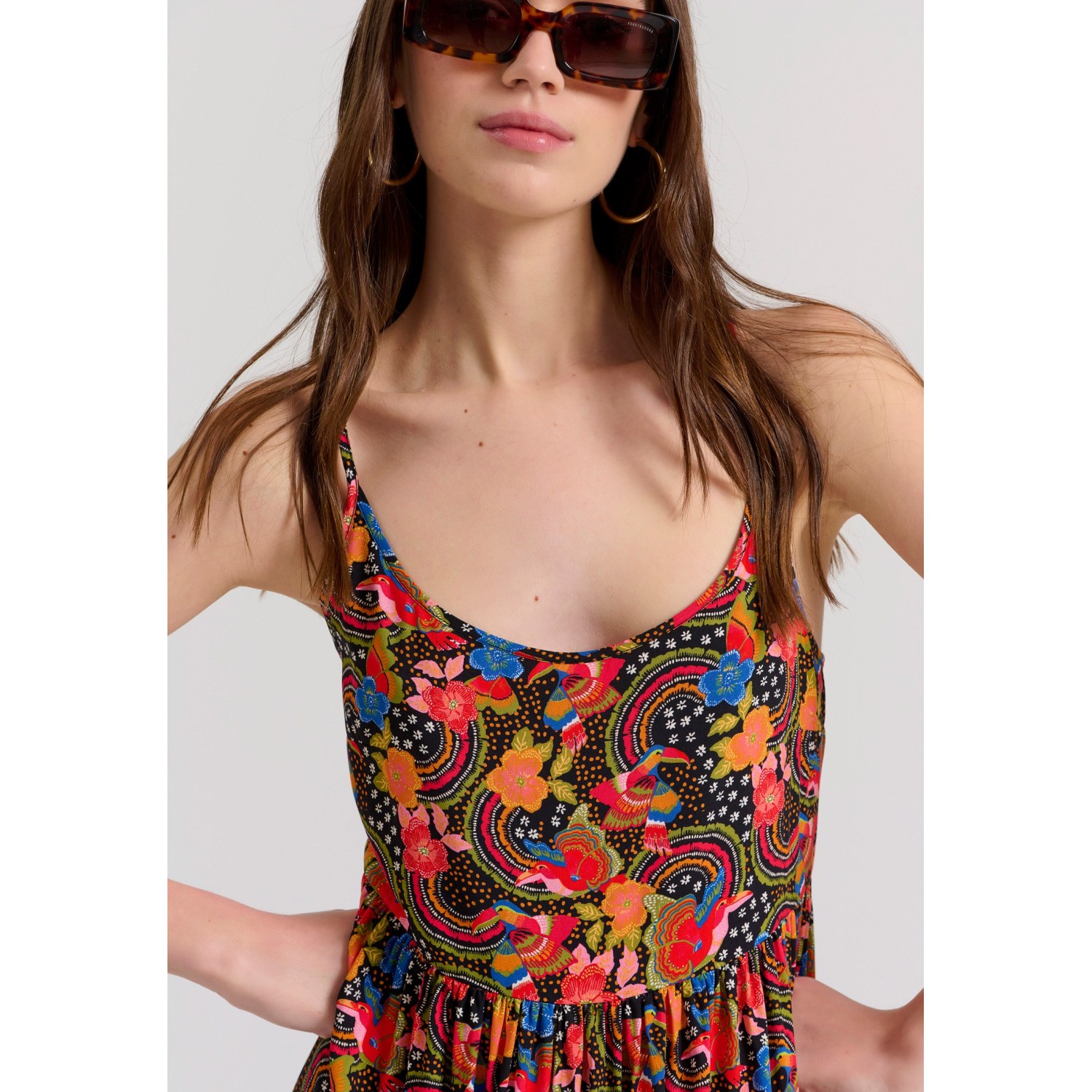 Loose fit εμπριμέ μάξι boho φόρεμα