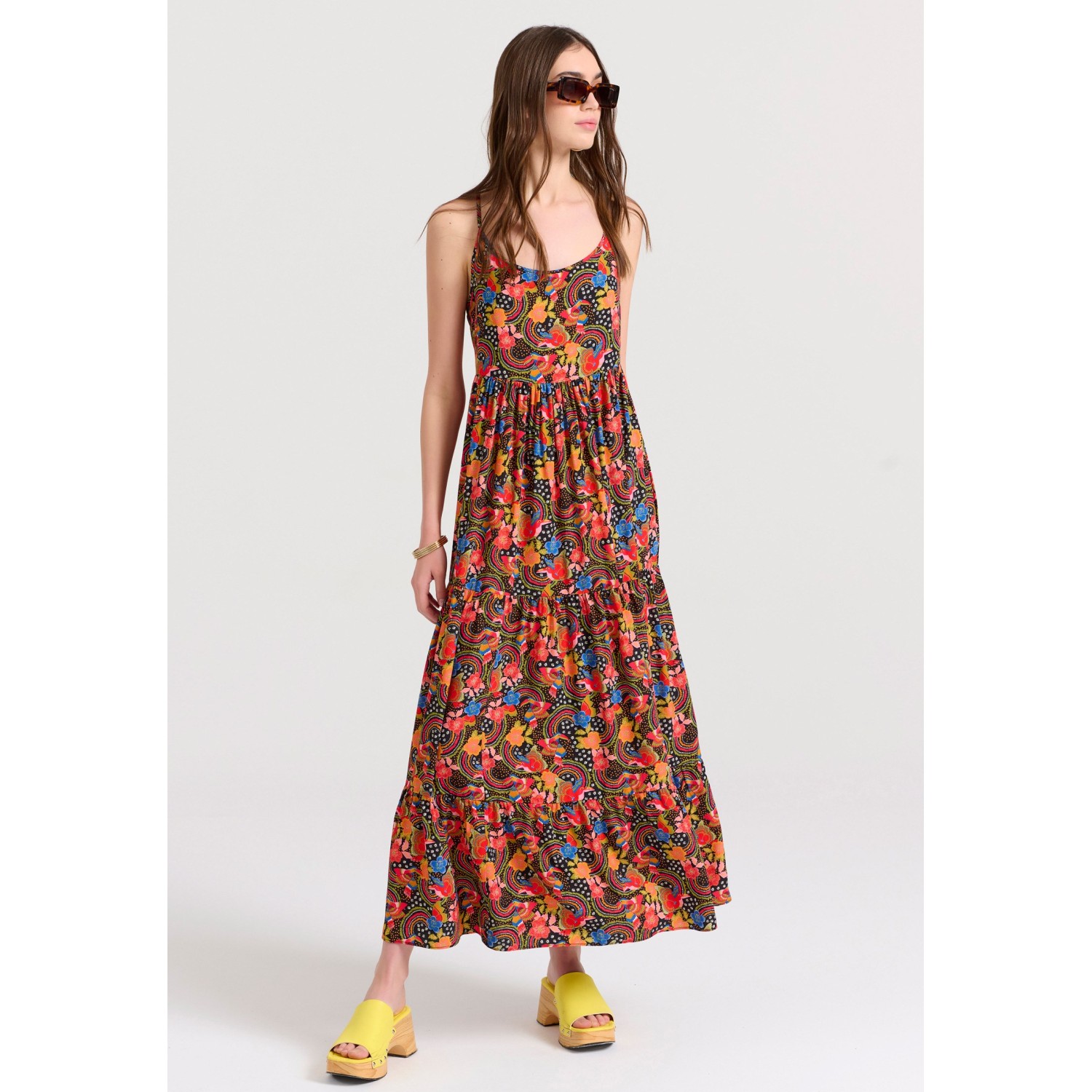 Loose fit εμπριμέ μάξι boho φόρεμα