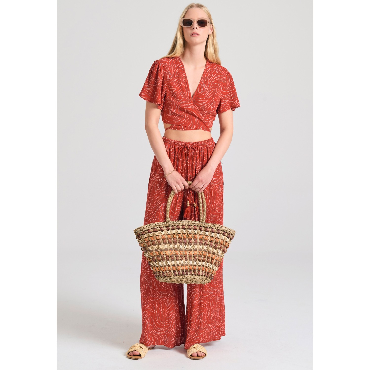 Loose fit εμπριμέ παντελόνα σε boho look