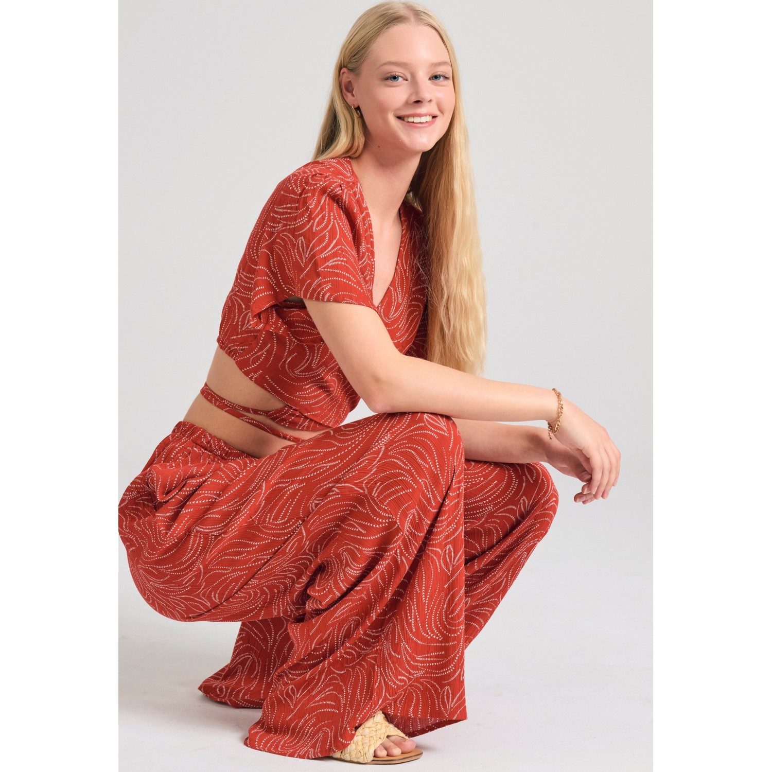 Loose fit εμπριμέ παντελόνα σε boho look