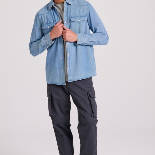 Loose tapered fit cargo παντελόνι σε ζακάρ ύφανση