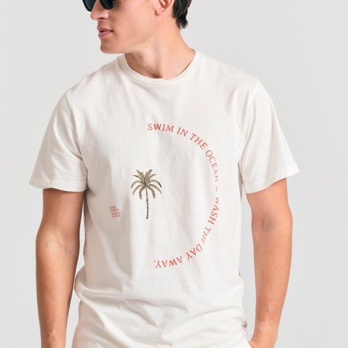 Organic cotton t-shirt με text artwork τύπωμα