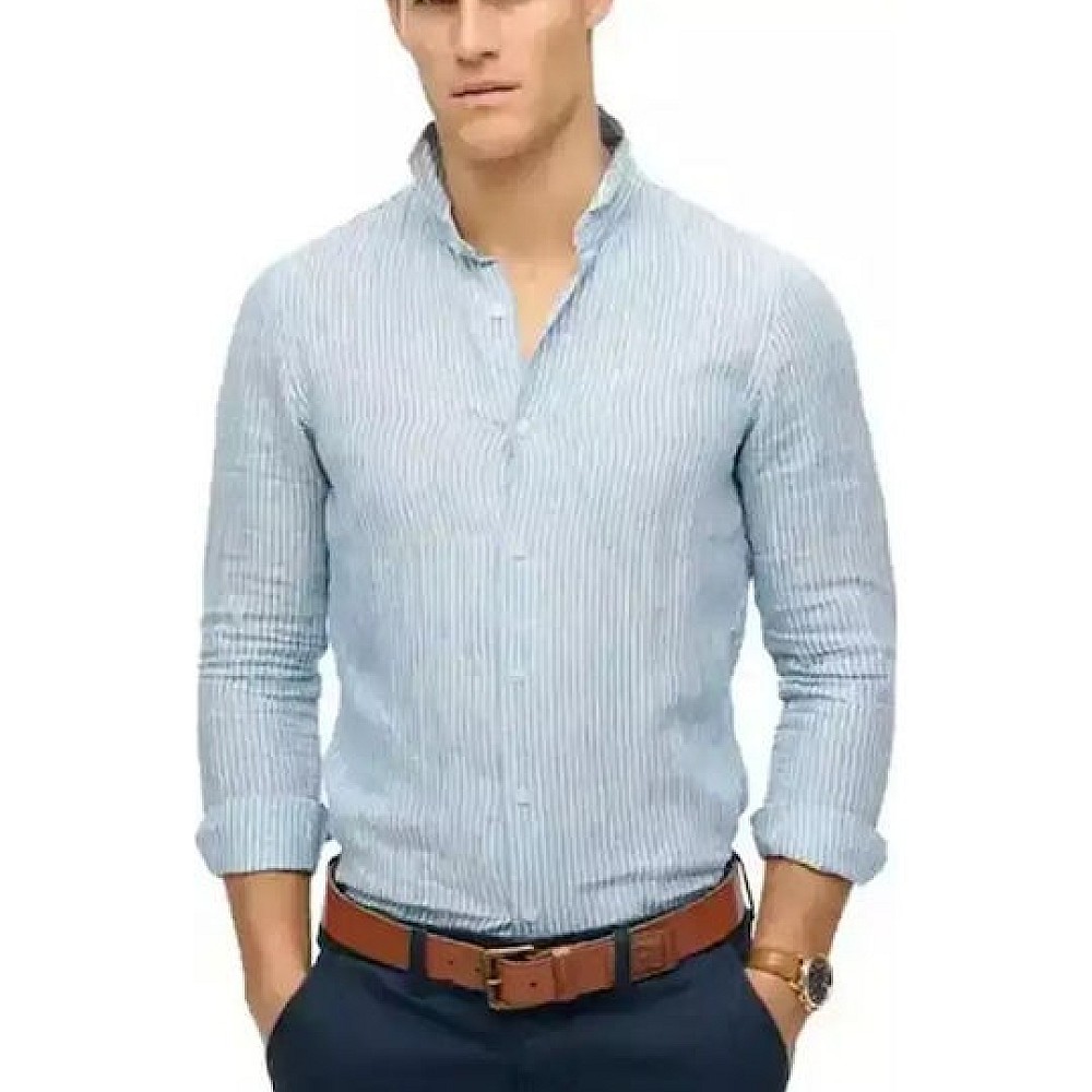 Superdry D2 Stud Vacation Μακρυμάνικo Λινό Πουκάμισο σε Φαρδιά Γραμμή