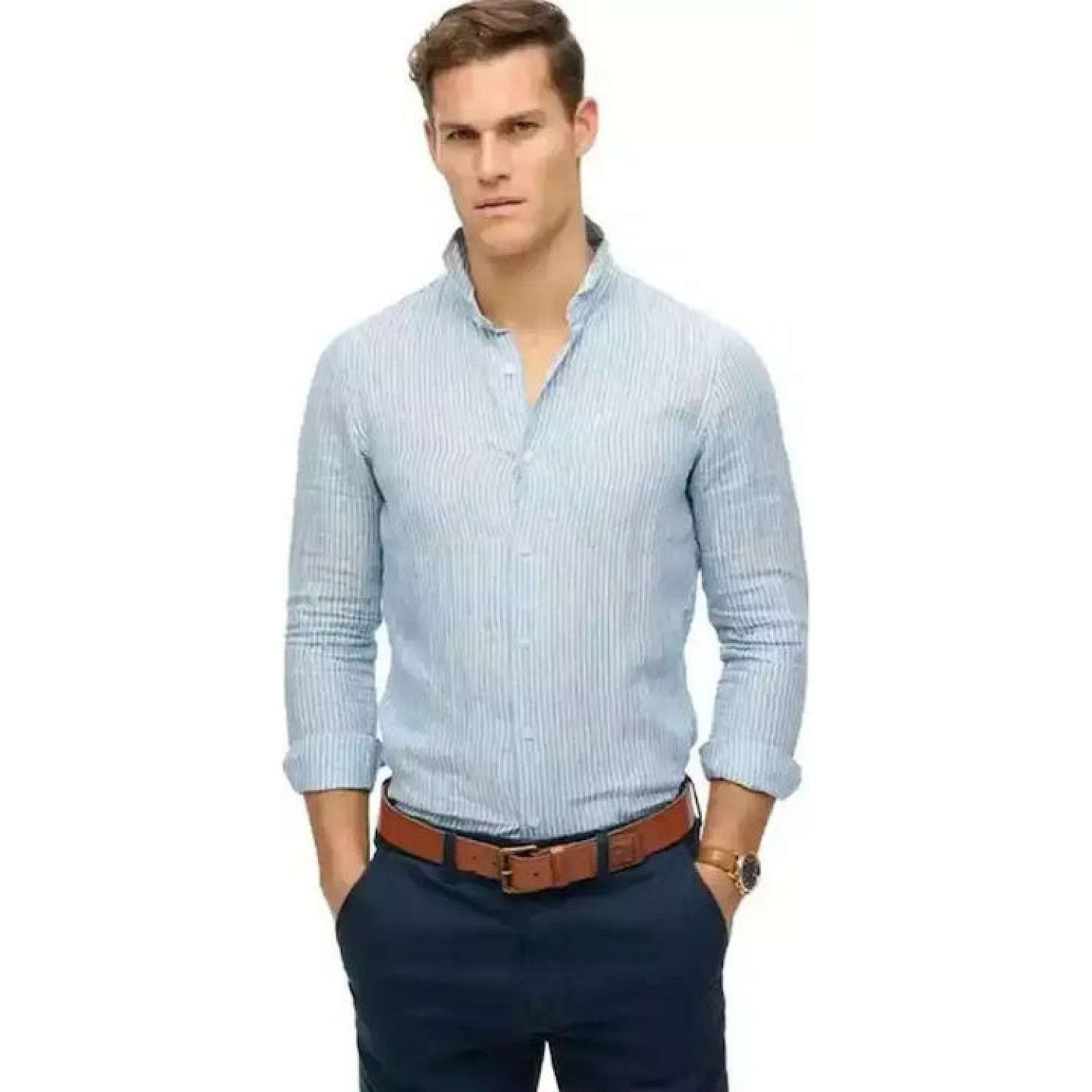 Superdry D2 Stud Vacation Μακρυμάνικo Λινό Πουκάμισο σε Φαρδιά Γραμμή