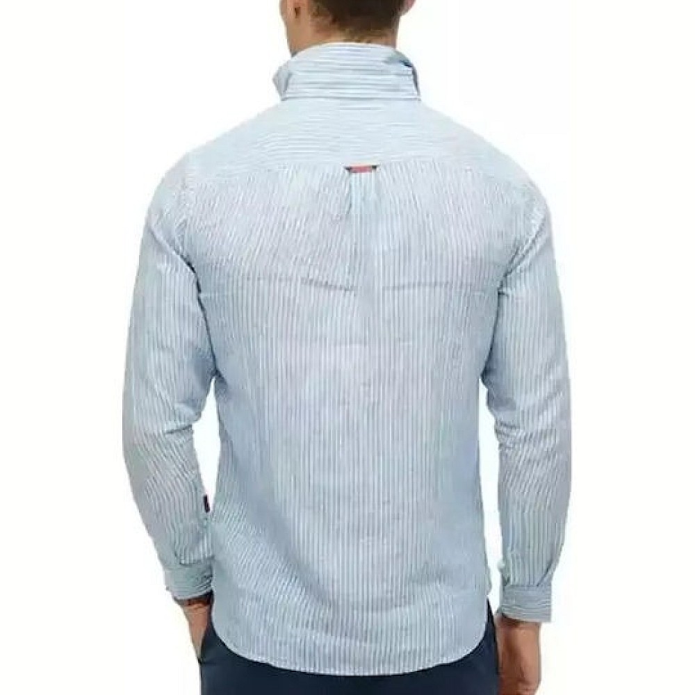 Superdry D2 Stud Vacation Μακρυμάνικo Λινό Πουκάμισο σε Φαρδιά Γραμμή