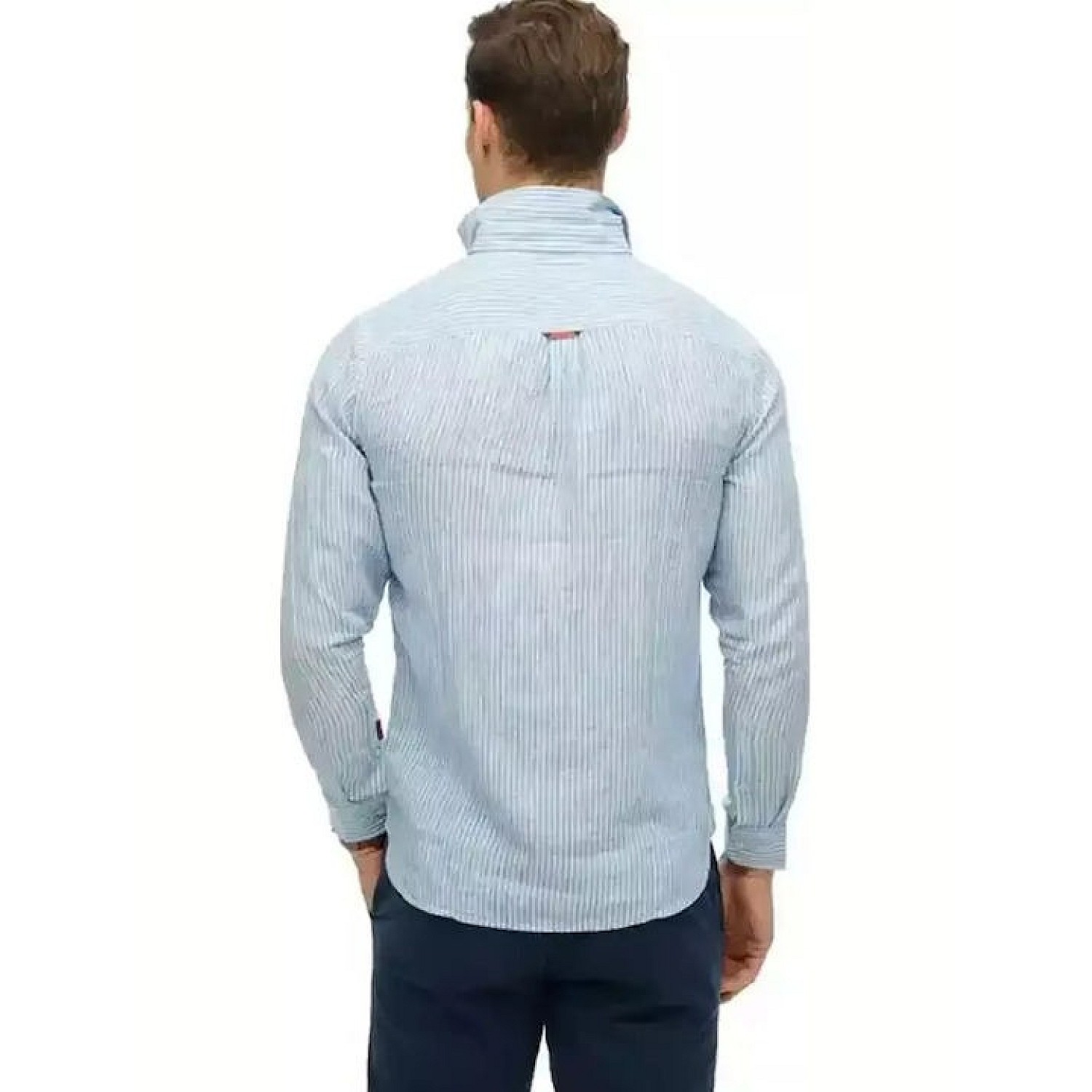 Superdry D2 Stud Vacation Μακρυμάνικo Λινό Πουκάμισο σε Φαρδιά Γραμμή