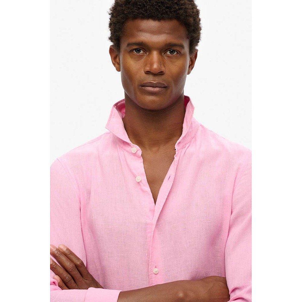 Superdry D2 Stud Vacation Μακρυμάνικo Λινό Πουκάμισο σε Φαρδιά Γραμμή