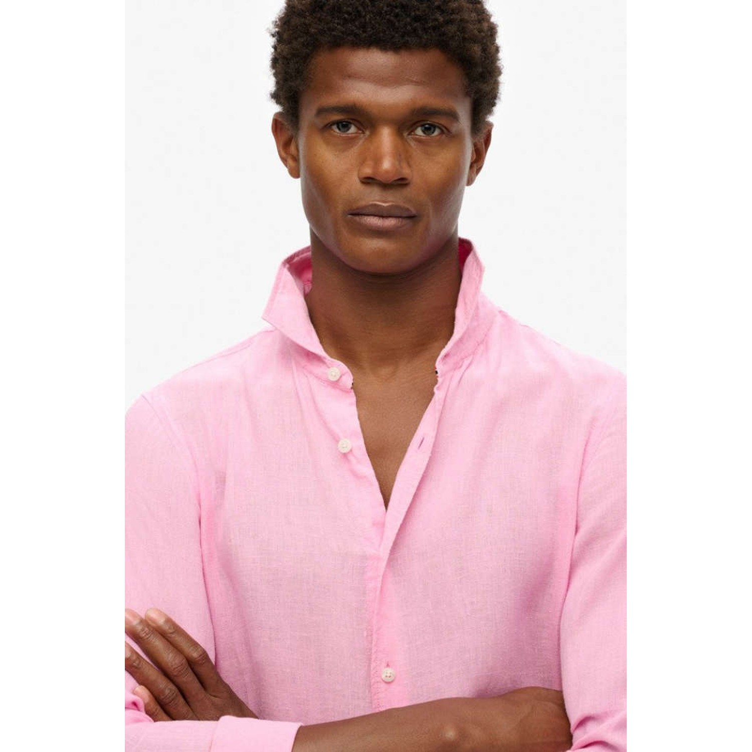 Superdry D2 Stud Vacation Μακρυμάνικo Λινό Πουκάμισο σε Φαρδιά Γραμμή
