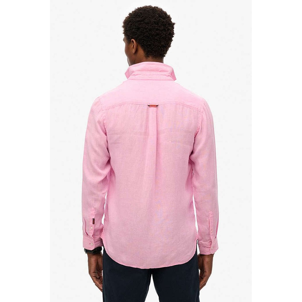 Superdry D2 Stud Vacation Μακρυμάνικo Λινό Πουκάμισο σε Φαρδιά Γραμμή