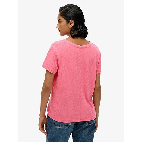Superdry Γυναικείο V T-Shirt Με Τρουκς Και Κέντημα Slub