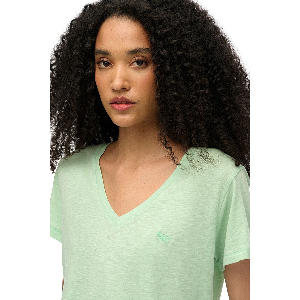 Superdry Γυναικείο V T-Shirt Με Τρουκς Και Κέντημα Slub