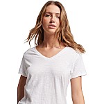 Superdry Γυναικείο V T-Shirt Με Τρουκς Και Κέντημα Slub