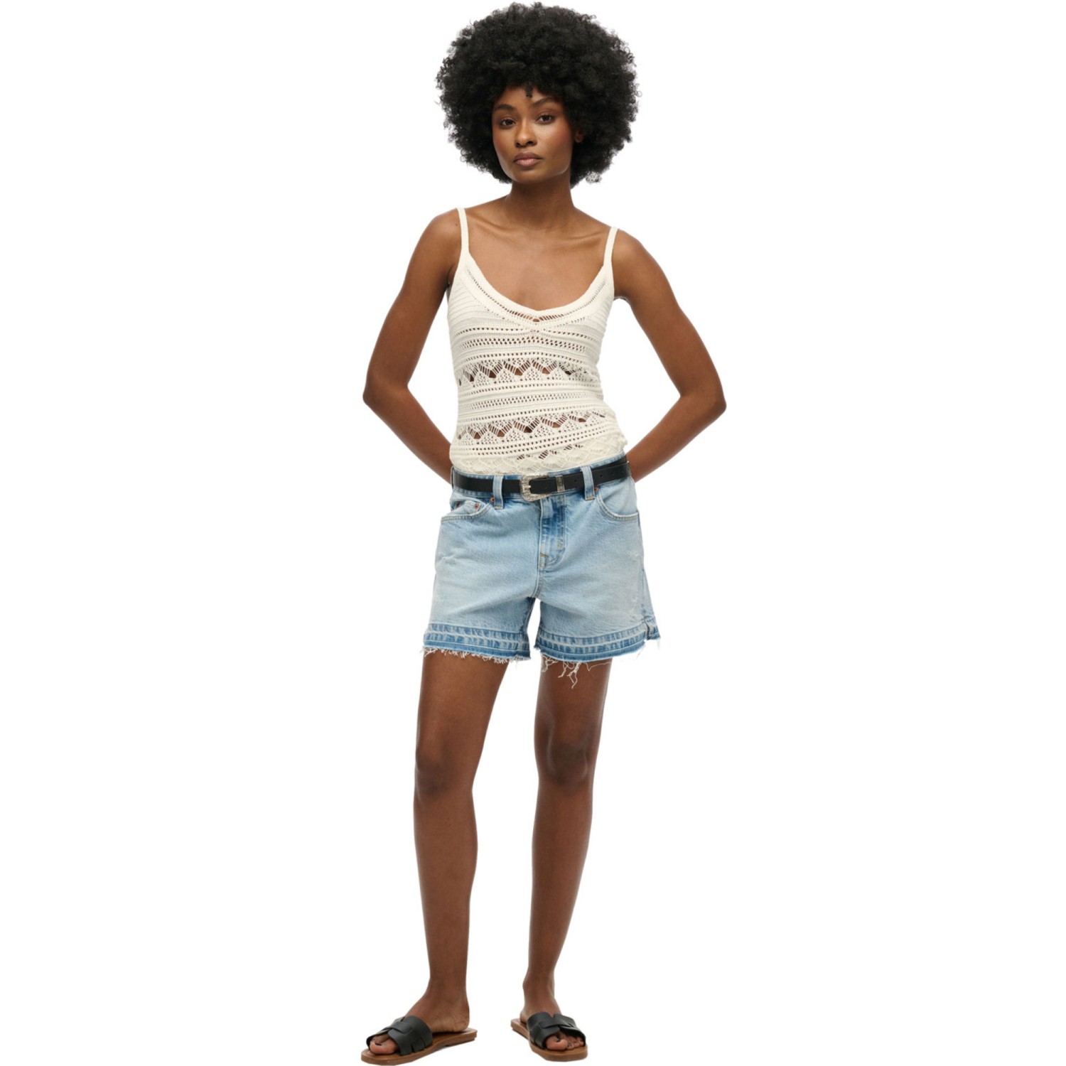 Superdry W7110449a D2 Ovin Σορτς Μέσης Με Κομμένο Τελείωμα