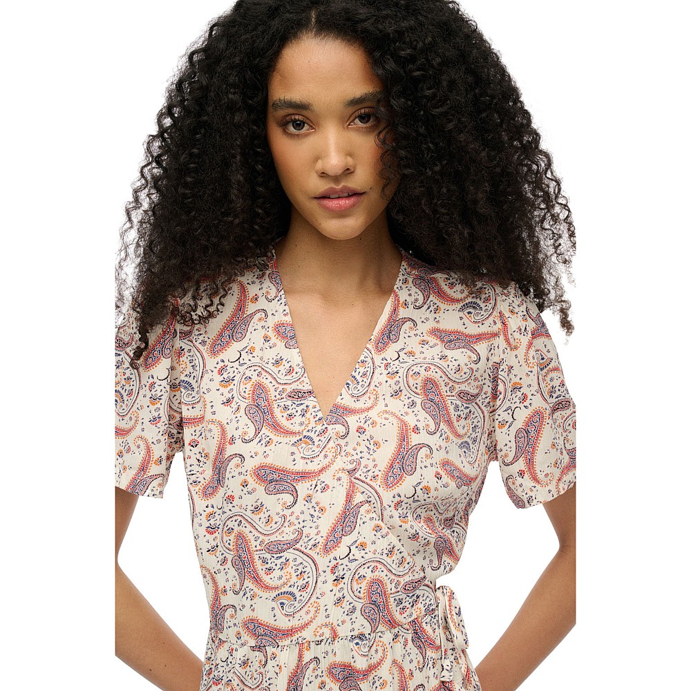 Superdry W8011877A Ovin Ss Εκτυπωμένο Μίνι Φόρεμα Κρουαζέ