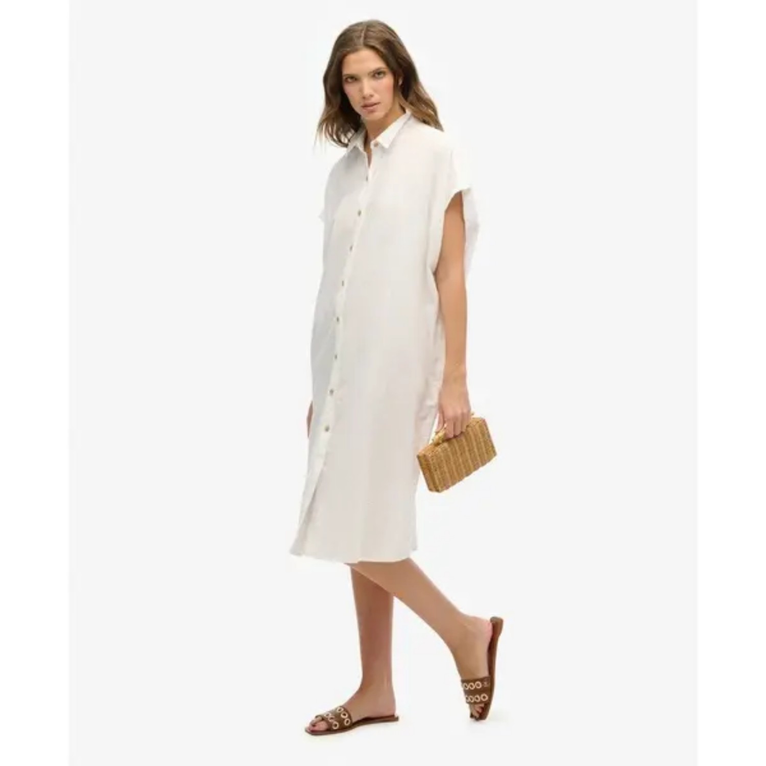 Superdry W8011959A Oversized Midi Πουκάμισο Με Τρουκς
