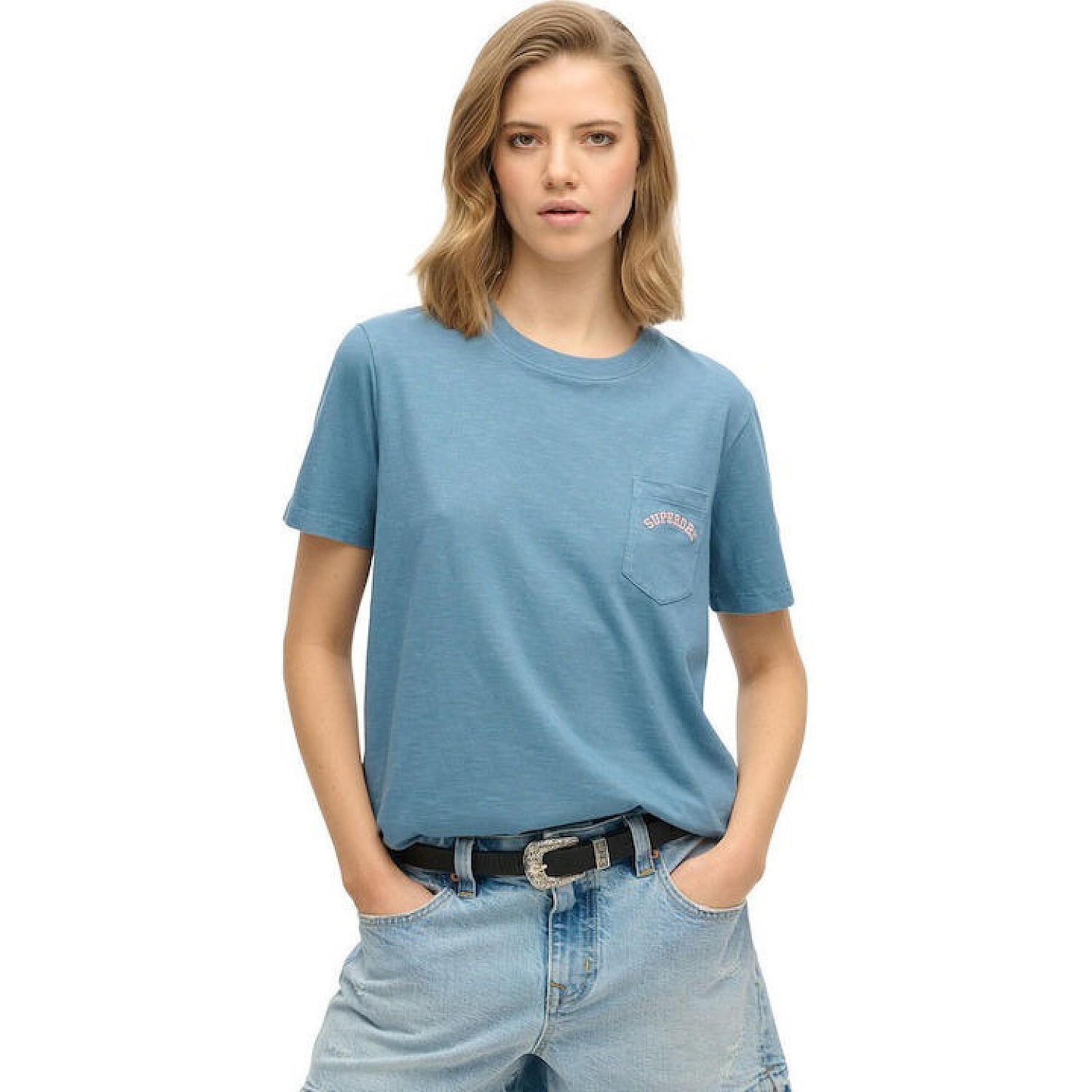 SUPERDRY W1011642A D2 OVIN ESSENTIAL LOGO GD POCKET TEE ΜΠΛ