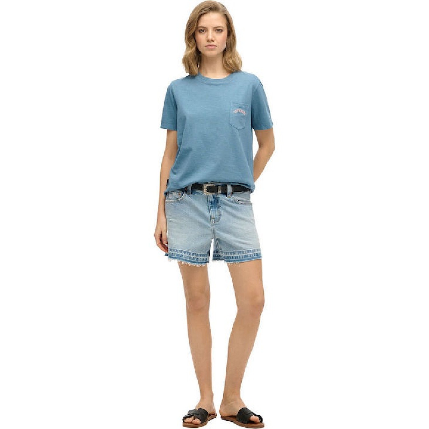 SUPERDRY W1011642A D2 OVIN ESSENTIAL LOGO GD POCKET TEE ΜΠΛ