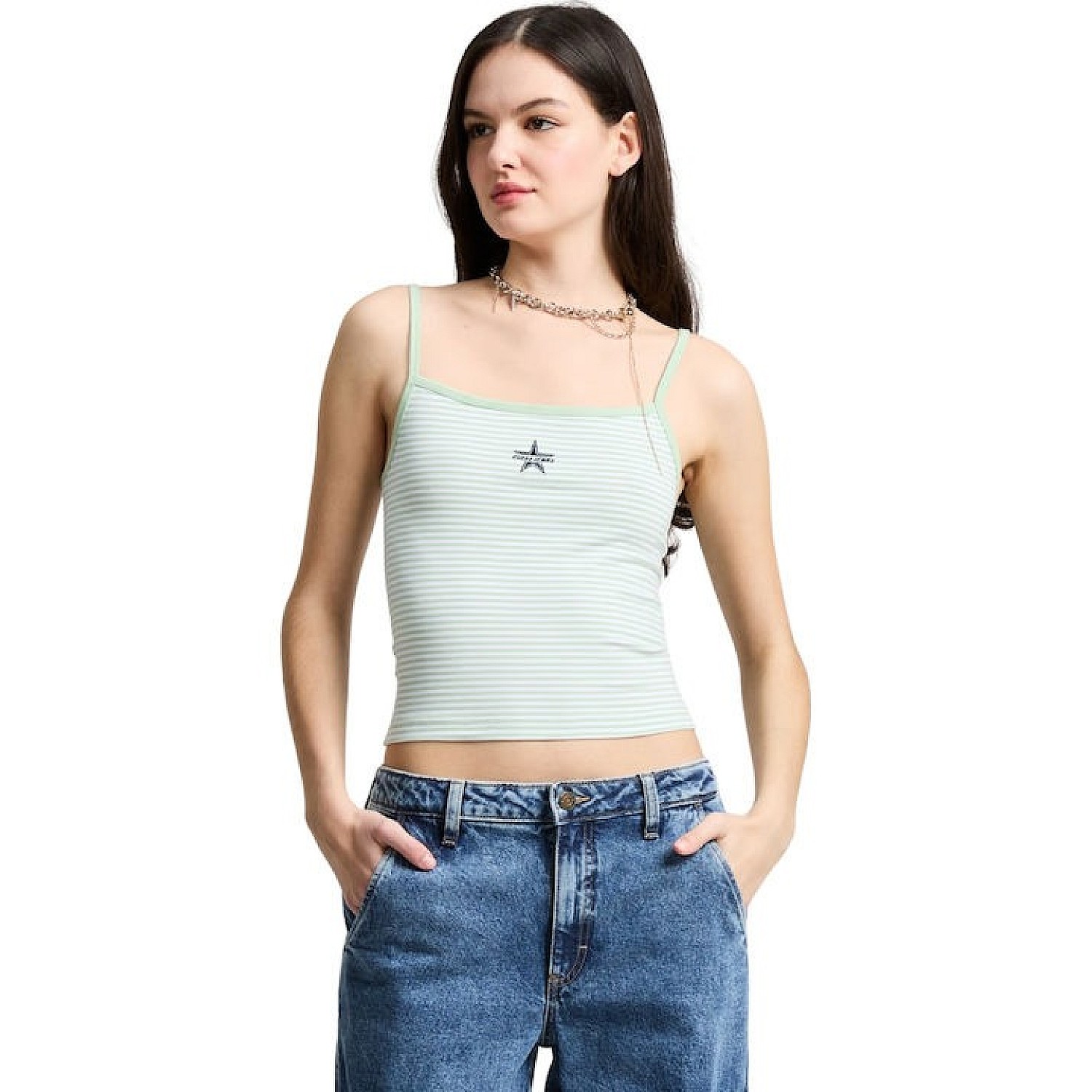 GUESS W5GP35KCIE1 GJ EMB STAR TANK TOP - ORG CO JERSEY Y