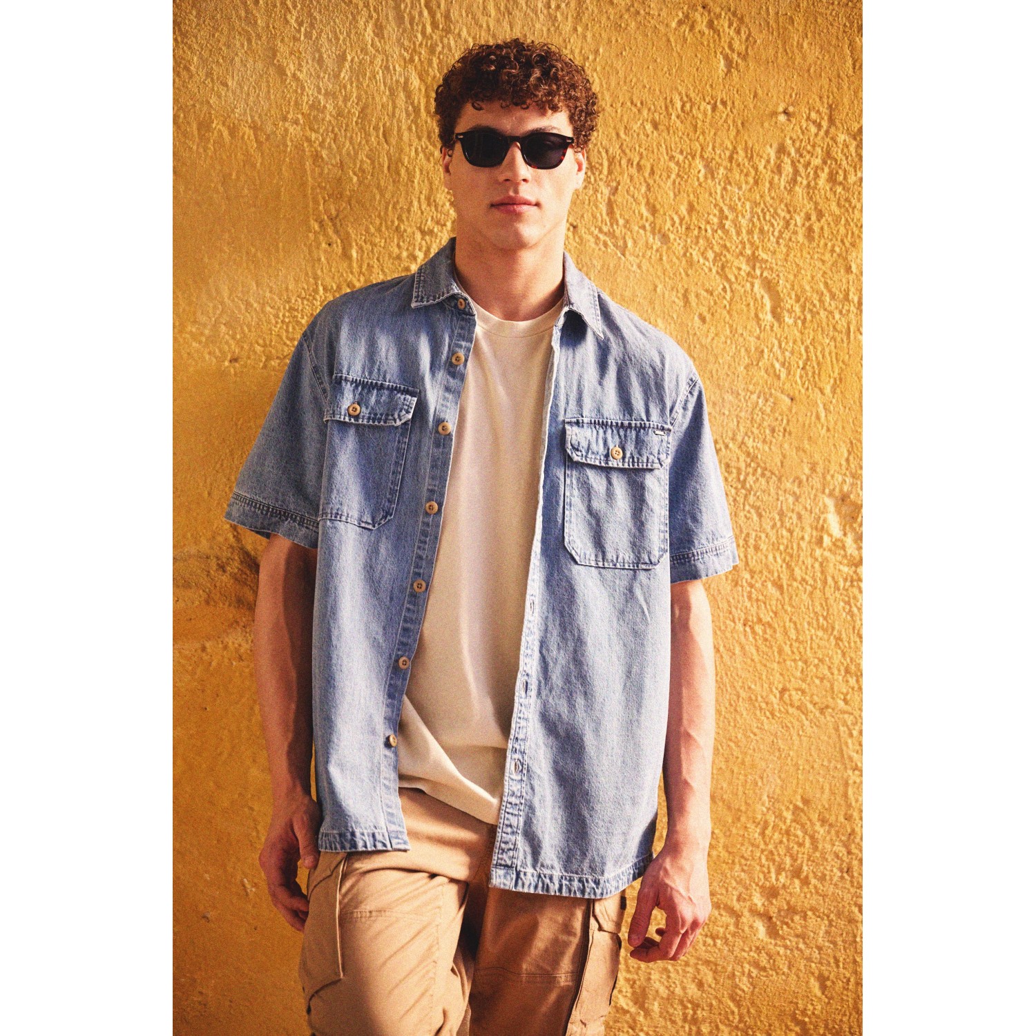 Overshirt denim πουκάμισο με τσέπες στο στήθος