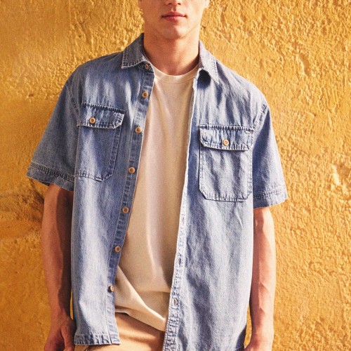 Overshirt denim πουκάμισο με τσέπες στο στήθος