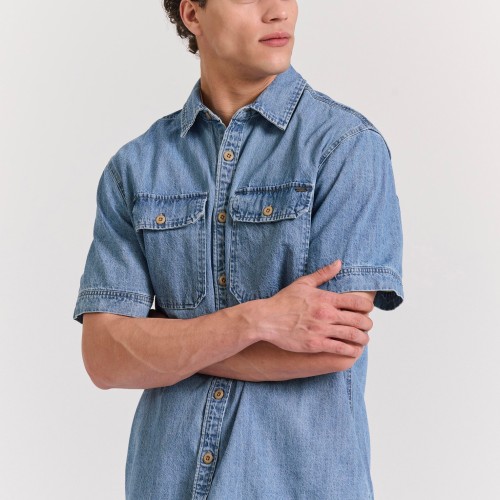 Overshirt denim πουκάμισο με τσέπες στο στήθος
