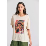 Oversized garment dyed t-shirt με tropical τύπωμα