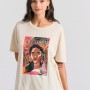 Oversized garment dyed t-shirt με tropical τύπωμα