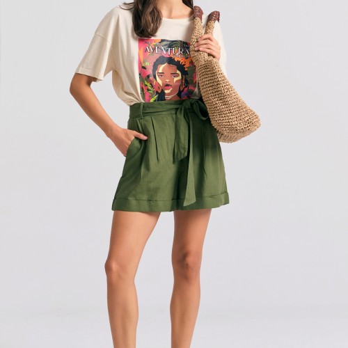 Oversized garment dyed t-shirt με tropical τύπωμα Oversized garment dyed t-shirt με tropical τύπωμα