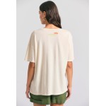 Oversized garment dyed t-shirt με tropical τύπωμα
