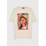 Oversized garment dyed t-shirt με tropical τύπωμα