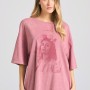 Oversized garment dyed t-shirt με vintage τύπωμα