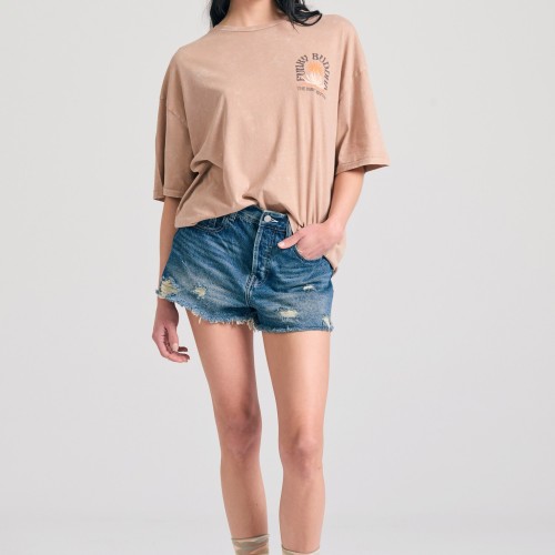 Oversized garment dyed t-shirt με τύπωμα στην πλάτ Oversized garment dyed t-shirt με τύπωμα στην πλάτ