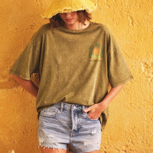 Oversized garment dyed t-shirt με τύπωμα στην πλάτ