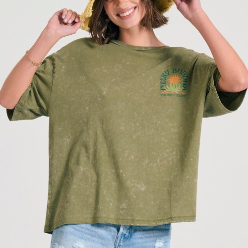 Oversized garment dyed t-shirt με τύπωμα στην πλάτ