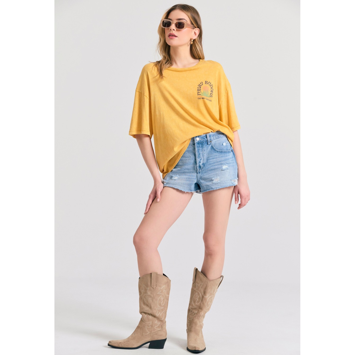 Oversized garment dyed t-shirt με τύπωμα στην πλάτ