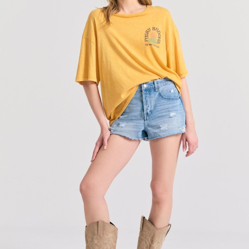 Oversized garment dyed t-shirt με τύπωμα στην πλάτ Oversized garment dyed t-shirt με τύπωμα στην πλάτ