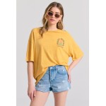 Oversized garment dyed t-shirt με τύπωμα στην πλάτ