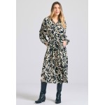 Oversized εμπριμέ μίντι φόρεμα από βισκόζη