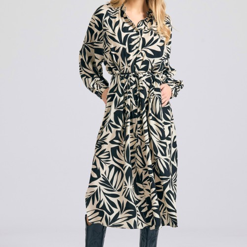 Oversized εμπριμέ μίντι φόρεμα από βισκόζη