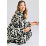 Oversized εμπριμέ μίντι φόρεμα από βισκόζη