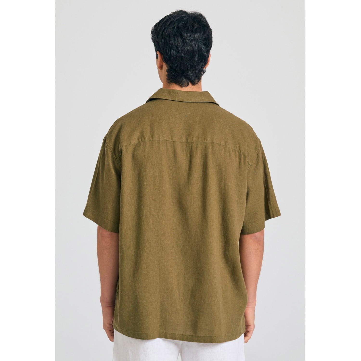 Oversized κοντομάνικο πουκάμισο από λινό και lyoce