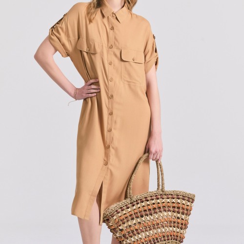 Oversized μάξι σεμιζιέ φόρεμα σε boho look