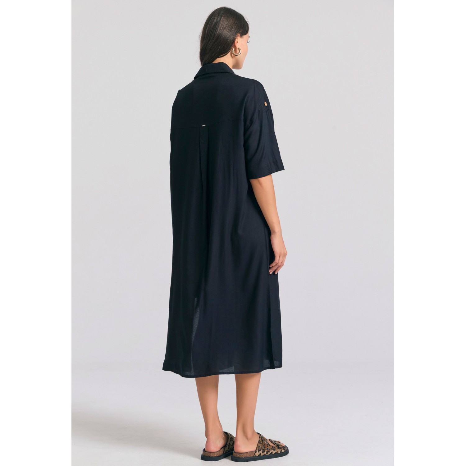 Oversized μάξι σεμιζιέ φόρεμα σε boho look