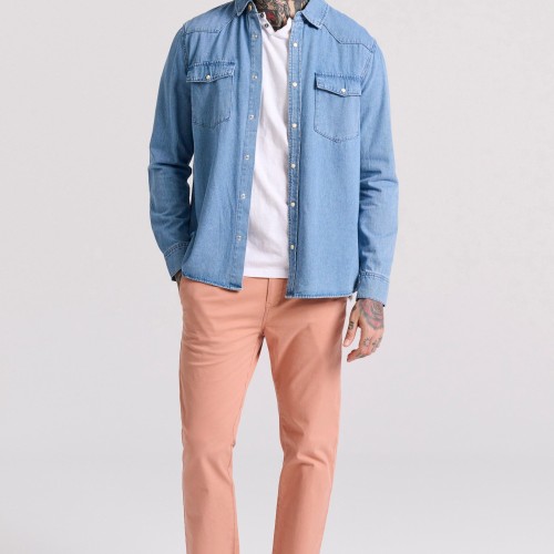 Oversized τζιν πουκάμισο με τσέπες Oversized τζιν πουκάμισο με τσέπες