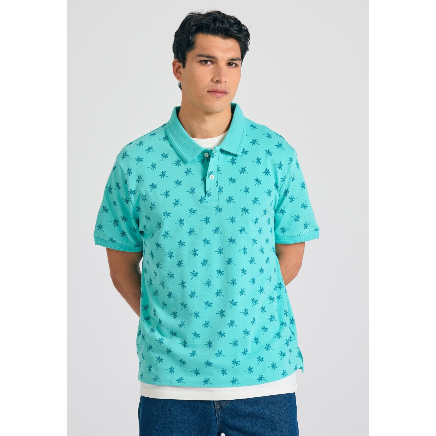 Polo μπλούζα με all over τύπωμα