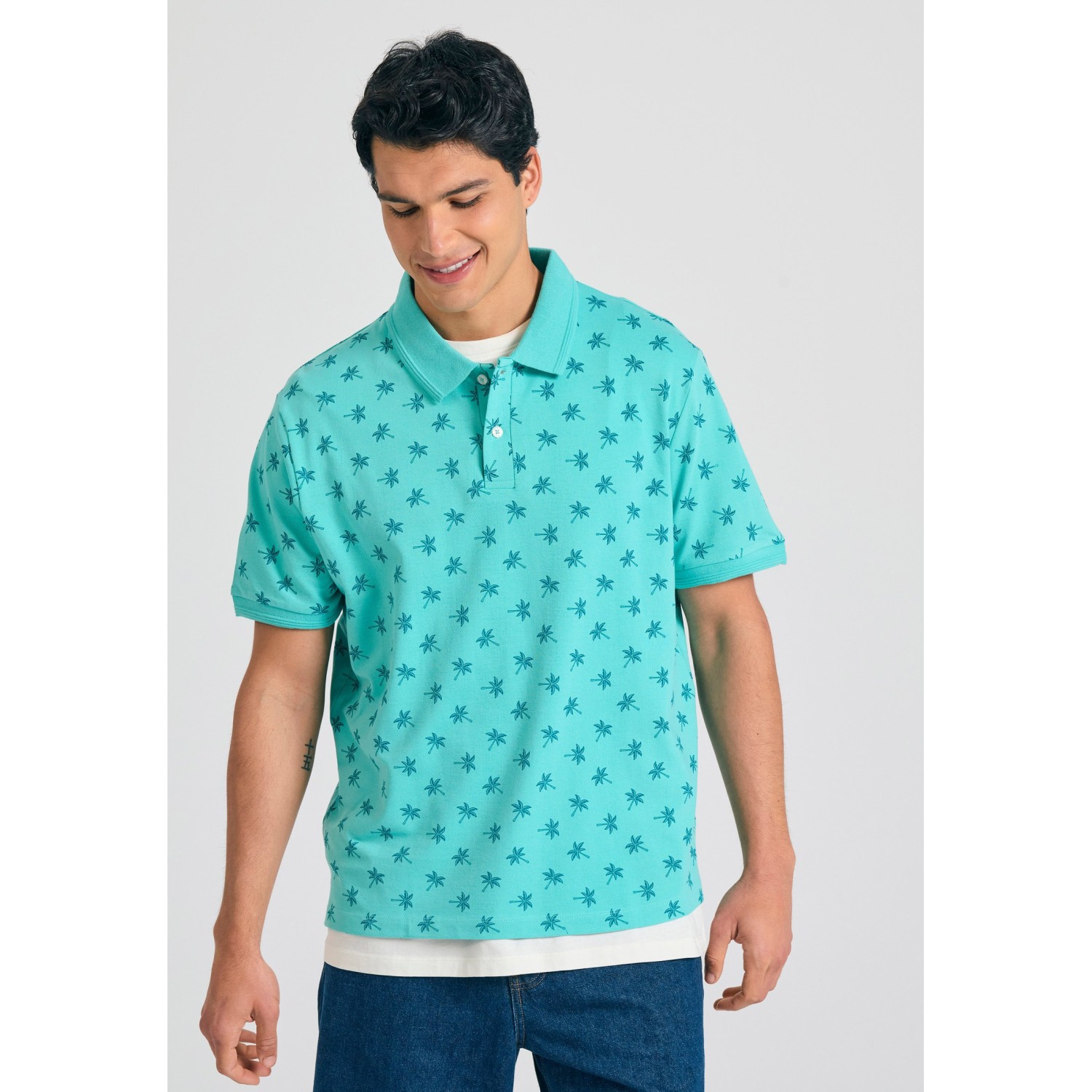 Polo μπλούζα με all over τύπωμα