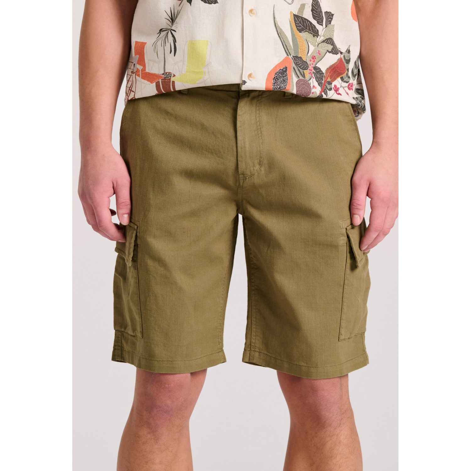 Relaxed fit linen blend cargo βερμούδα
