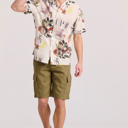 Relaxed fit linen blend cargo βερμούδα