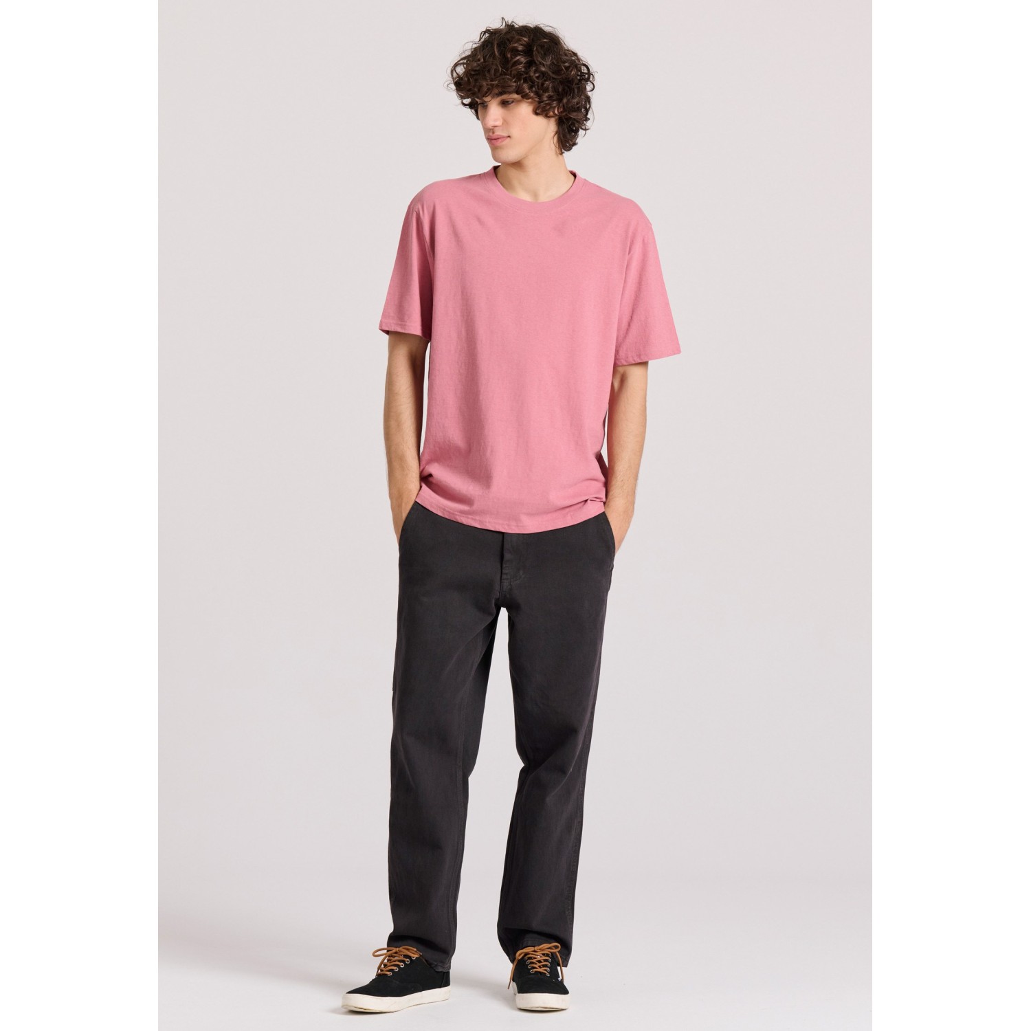 Relaxed fit linen blend μονόχρωμο t-shirt Relaxed fit linen blend μονόχρωμο t-shirt