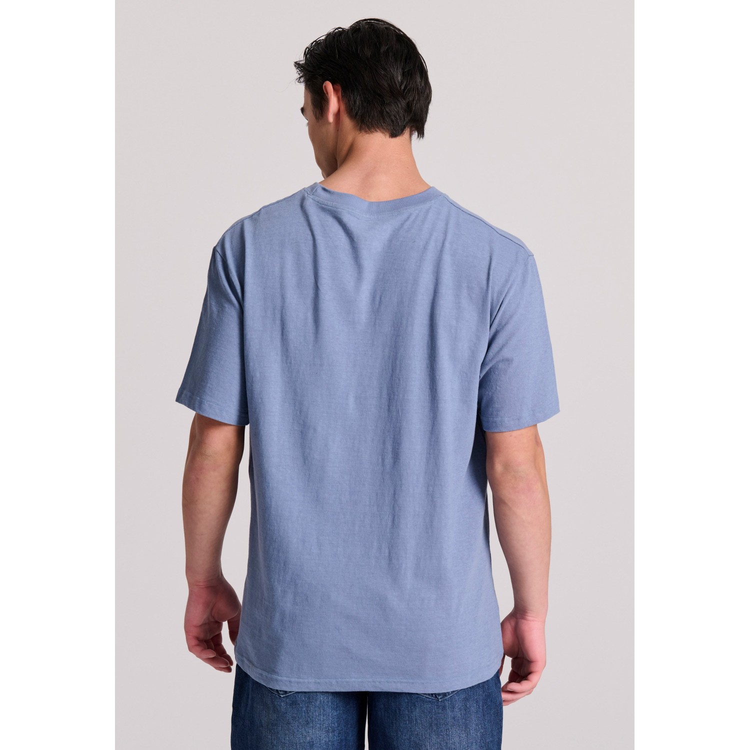 Relaxed fit linen blend μονόχρωμο t-shirt